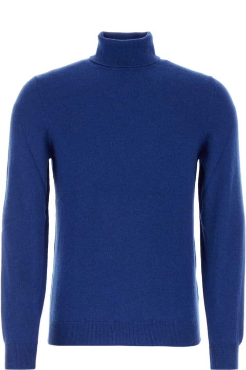 Fedeli Sweaters for Men Fedeli Blue Cashmere Sweater