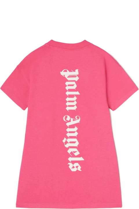 Dresses for Girls Palm Angels Fuchsia Maxi T-shirt Dress With Front And Back Logo