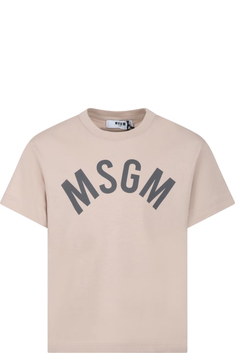 MSGM T-Shirts & Polo Shirts for Women MSGM Beige T-shirt For Boy With Logo