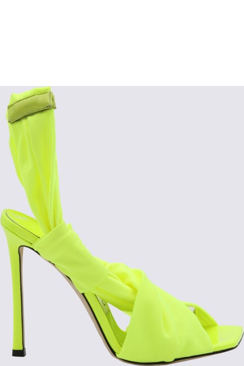 Jimmy Choo for Women Jimmy Choo Green Neon Apple Leather Glossy Jersey Sandals