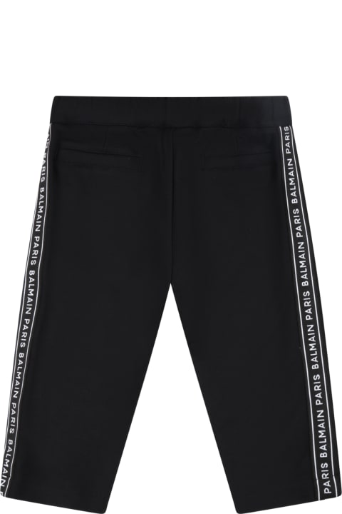 Black Trousers For Baby Boy With Logo