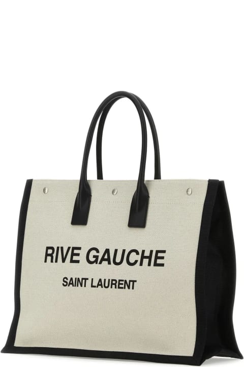 Saint Laurent Totes for Men Saint Laurent Sand Canvas Large Rive Gauche Shopping Bag