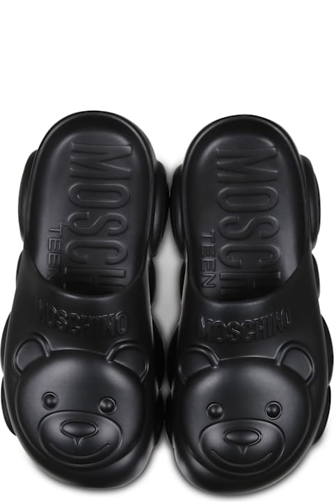 Moschino أحذية لـ أولاد Moschino Black Mules For Kids With Teddy Bear