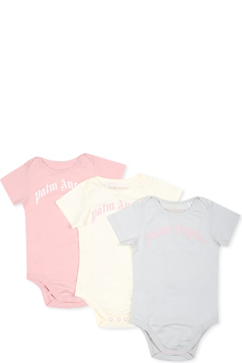 Palm Angels أطقم وبودي سوت لـ رُضع بنات Palm Angels Multicolor Bodysuit Set For Baby Girl With Logo