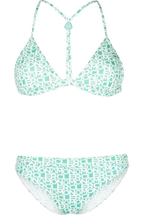 Moncler Swimwear for Women Moncler Light Green Logoed Bikini