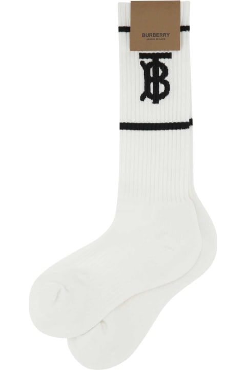 Burberry Underwear & Nightwear for Women Burberry White Stretch Polyester Blend Socks