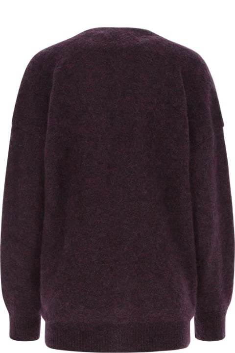 Alessandra Rich for Women Alessandra Rich Melange Purple Stretch Mohair Blend Oversize Cardigan