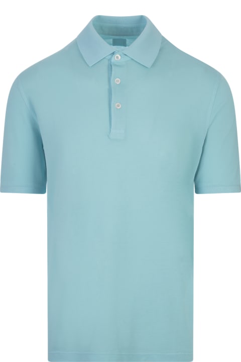 Fedeli for Men Fedeli Turquoise Light Cotton Piquet Polo Shirt