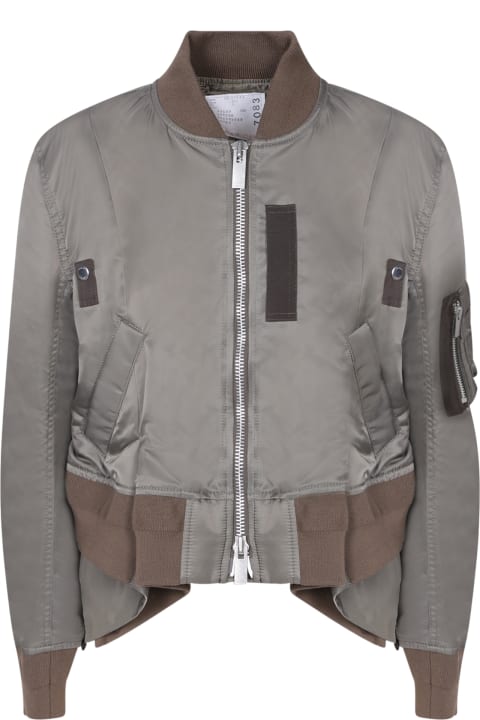 Sacai Coats & Jackets for Women Sacai Taupe Asymmetric Nylon Bomber