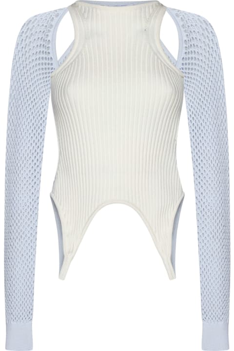 Off-White for Women Off-White Ribbed And Mesh Knit Top