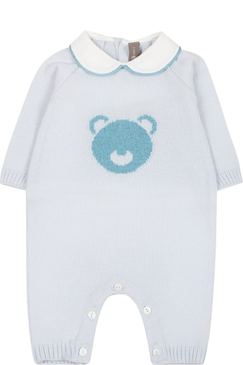 Bodysuits & Sets for Baby Girls Little Bear Light Blue Babygrown For Baby Boy With Embroidered Bear