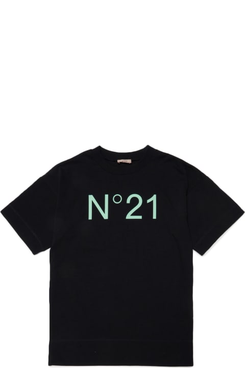 N.21 Swimwear for Boys N.21 N21mcu2f Sw Cover-ups N°21 Black Jersey Maxi T-shirt Cover-up With Logo