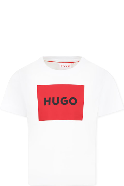 أدوات منزلية Hugo Boss White T-shirt For Boy With Logo