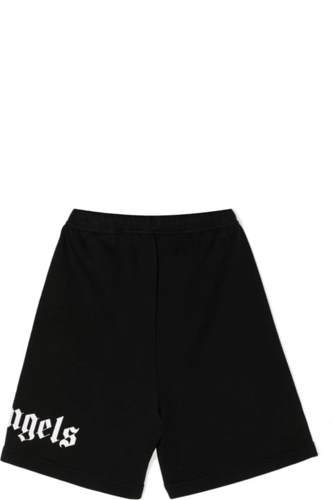 Bottoms for Boys Palm Angels Black Cotton Bermuda Shorts With Logo