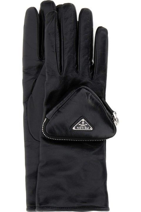ウィメンズ Pradaの手袋 Prada Black Leather Gloves