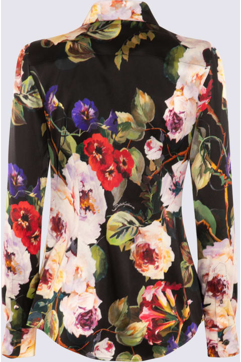 Topwear for Women Dolce & Gabbana Black Multicolour Silk Blend Shirt