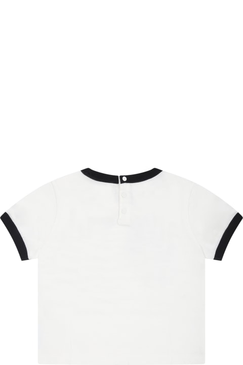 ベビーガールズ トップス Emporio Armani White T-shirt For Baby Boy With Eaglet And Smurfs