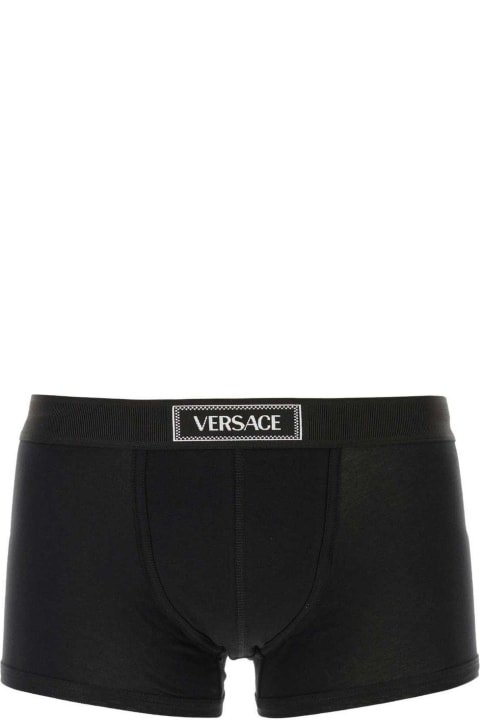 メンズ アンダーウェア Versace 90s Logo-waistband Stretched Boxer Briefs
