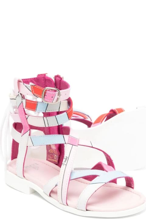 Fashion for Baby Girls Pucci Light Blue/multicolour Iride Print Woven Sandals