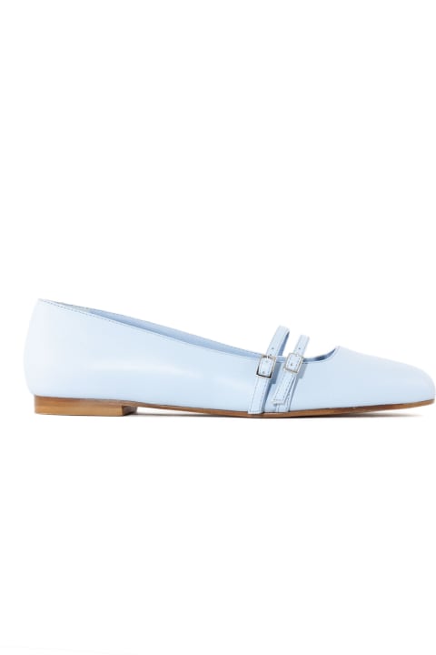GIA BORGHINI Flat Shoes for Women GIA BORGHINI Light Blue Leather Felice Ballerina