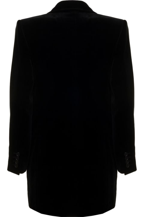 Saint Laurent Coats & Jackets for Women Saint Laurent Black Hourglass Blazer In Cotton Velor Saint Lurent Woman