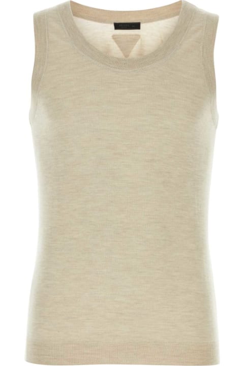 Clothing Sale for Men Prada Melange Sand Cashmere Tank Top