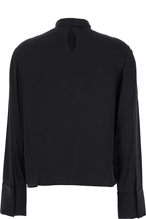 Homeware Theory Black Blouse With Scarf In Silk Woman
