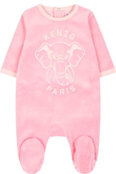 Bodysuits & Sets for Baby Girls Kenzo Kids Pink Set For Baby Girl With Print And Logo