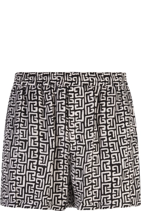 Balmain Pants for Men Balmain Black Shorts With Monogram Motif