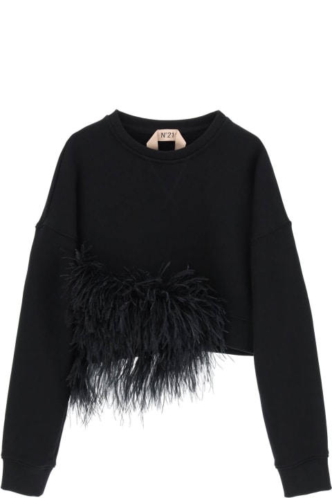 Fashion for Women N.21 Cropped Sweatshirt With Feathers