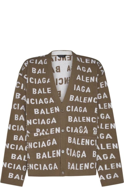 メンズ Balenciagaのニットウェア Balenciaga Logo Intarsia-knit Cardigan