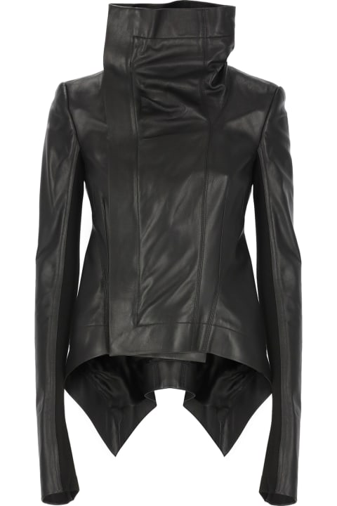 Fashion for Women Rick Owens Naska Biker Leather Jacket In Black Leather