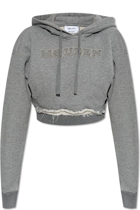 Homeware Alexander McQueen Drawstring Distressed Cropped Hoodie