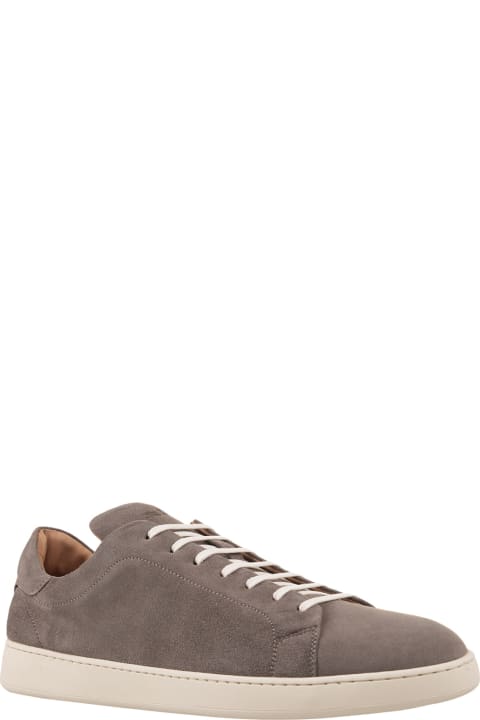 Fashion for Men Kiton Taupe Suede Low Sneakers