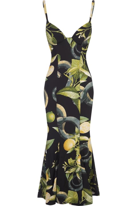 Fashion for Women Roberto Cavalli Black Dress With Straps And Lemon Print