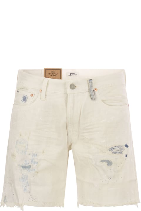 Ralph Lauren Pants for Men Ralph Lauren Logo Patched Distressed Denim Shorts
