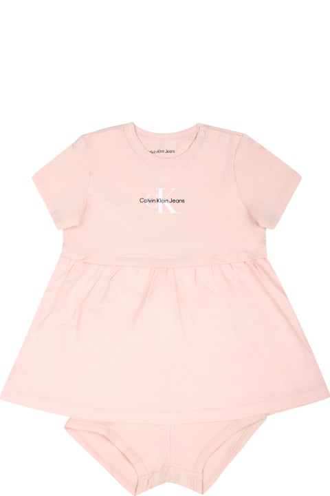 Calvin Klein Clothing for Baby Girls Calvin Klein Pink Dress For Baby Girl With Logo