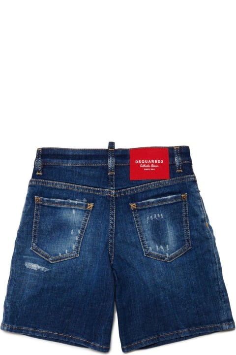 Fashion for Kids Dsquared2 Logo-patch Distressed Denim Shorts