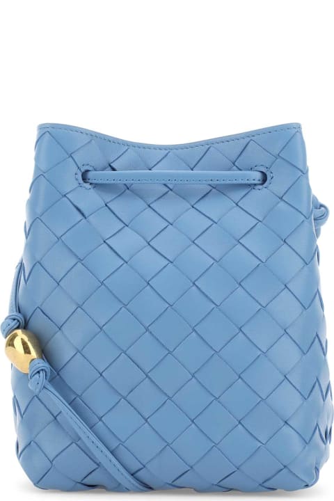Bottega Veneta Totes for Women Bottega Veneta Cerulean Blue Leather Bucket Bag