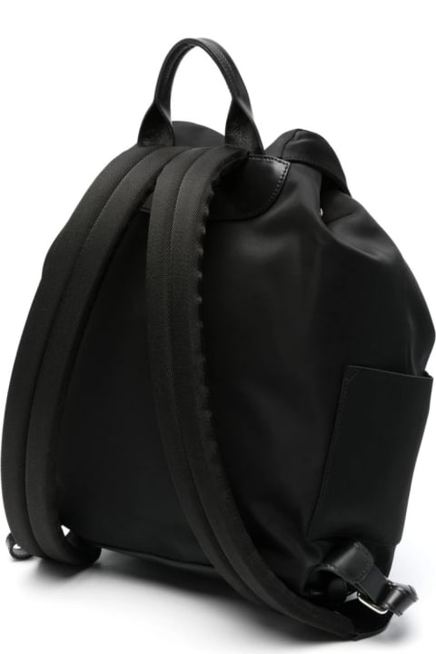 Kiton Backpacks for Men Kiton Black Canvas Backpack With Logo