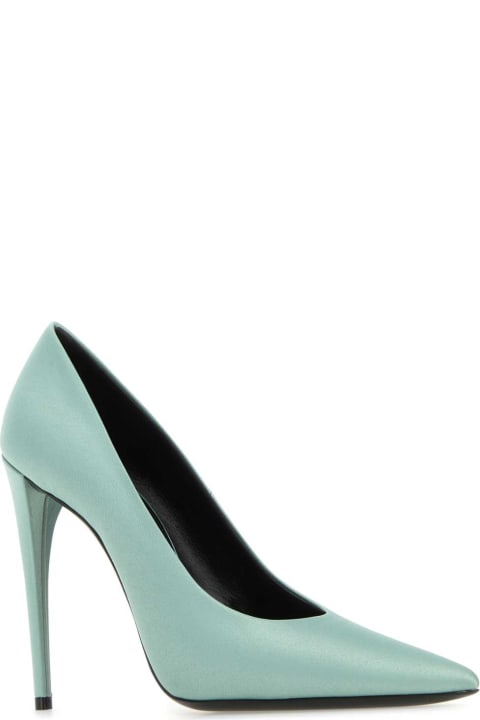 Saint Laurent High-Heeled Shoes for Women Saint Laurent Sea Green Satin Monceau Pumps