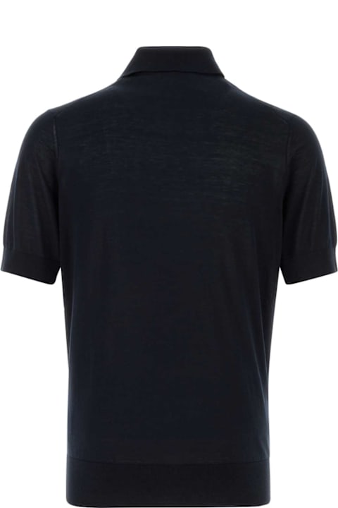 Brunello Cucinelli Midnight Blue Silk Blend Polo Shir