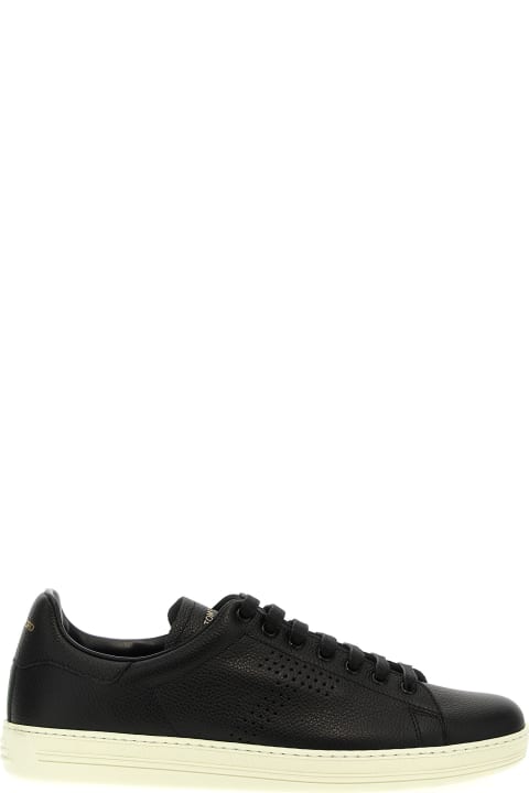 Shoes for Men Tom Ford Logo Leather Sneakers