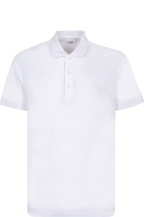 Topwear for Men Burberry Eddie Tb White Polo Shirt