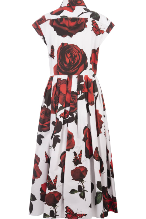Dresses for Women Alexander McQueen Tudor Rose Flared Chemisier In Optical White
