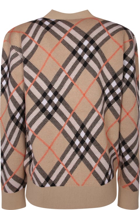 Burberry Sweaters for Women Burberry Beige Check Cashmere Cardigan