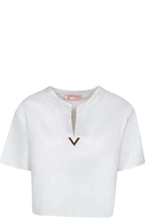 Valentino Topwear for Women Valentino White Cotton Cropped T-shirt