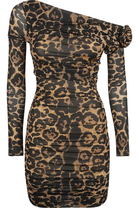 Blumarine for Women Blumarine Single-shoulder Animalier Print Short Dress