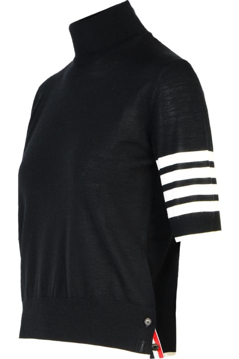 ウィメンズ Thom Browneのニットウェア Thom Browne '4-bar' Black Wool Turtleneck Sweater