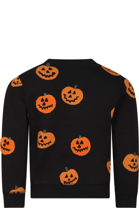 Stella McCartney Kids Sweaters & Sweatshirts for Boys Stella McCartney Kids Black Sweatshirt For Boy With Pumpkins